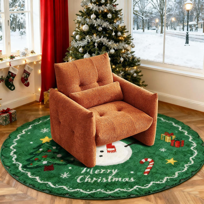 33.9" Accent Chairs, Modern Upgrade Sherpa Fabric Arm Chair Comfy Upholstered Armchair Leisure Single Sofa Chair with a Waist Pillow for Bedroom, Office and Living Room