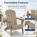 Folding Adirondack Chairs Set of 6 with Cup Holders, Heavy Duty HDPE Plastic Outdoor Chairs, Weather Resistant Heavyweight Patio Furniture Set for Deck, Fire Pit, Backyard, Brown