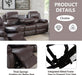 Manual Leather Recliner Sofa Set for Living Room Furniture Set,Leather Recliner Couch Set for Home/Office,Leather Reclining Sofa Set for 3-Pieces(Sofa+Loveseat+Chair) Brown