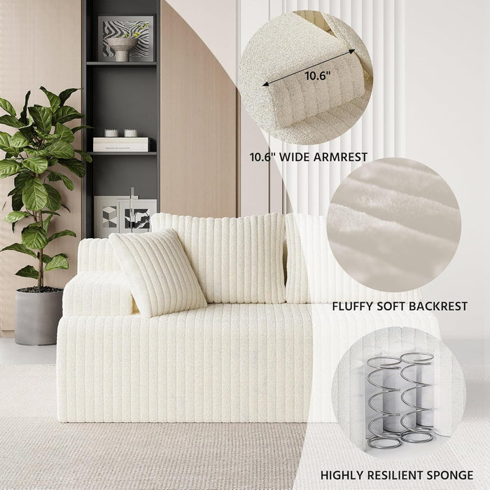Beige 96 Inch Modular Sectional Sofa PlushCorduroy