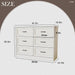 Dresser for Bedroom, 6 Drawer Wide Dresser Organizer with Charging Station for Hallway with Metal Handles, Woodgrain White