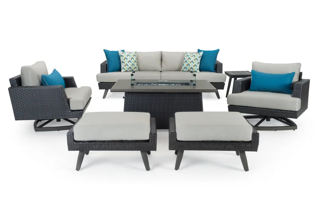 Ehrenfried Premium All-Weather Wicker 5 - Person Patio Conversation Sets with Sunbrella® Cushions