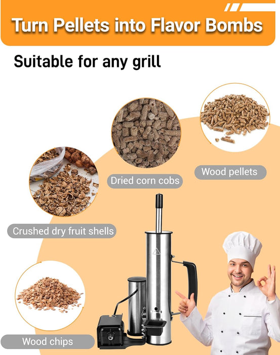 Cold Smoke Generator for Any Grill - 304 Stainless Steel Smoker Tube, Double Tube to Cut Tar for Non-Greasy Taste, Anti-Scald Handle, Camping/Backyard BBQ, Savor Rich Clean Flavor Easily