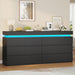 12 Drawer Dresser with LED Light, Black Modern Chest of Drawers for Bedroom,Long Dresser with Drawers for Living Room, Entryway, Hallway
