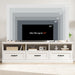 70In TV Stand for Tvs up to 80", Mid Century Modern Entertainment Center with Storage Drawer and Open Shelves, TV Console Media Cabinet for Living Room, Bedroom, Antique White