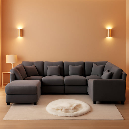 125Inch Oversized Corduroy Cloud Sleeper Grey Sofa