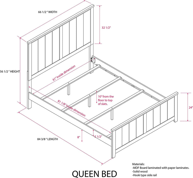 – Balta 4-Piece Queen Size Gray Bedroom Set. Bed, Dresser, Mirror & Nightstand