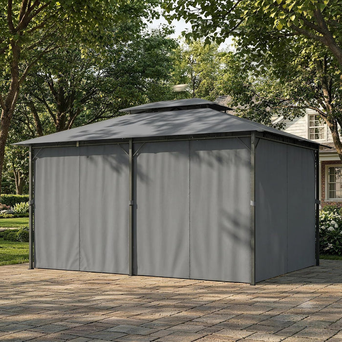 10x13 Ft Patio Gazebo With WeatherResistant Curtains