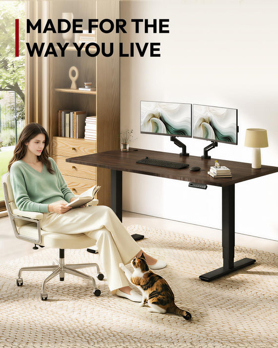 Solid Bamboo Dual Motor Standing Desk, 220 Lbs, 48×24