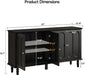 63 Inch Buffet Cabinet with Storage, Arched Sideboard Cabinet with 4 Doors and Adjustable Shelves, Wooden Coffee Bar for Kitchen, Living Room, Entryway, Black
