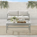 Ashford 2-Piece Outdoor Coffee Table and Loveseat Patio Furniture Set for Porch, Deck, Gray with Creme Cushions