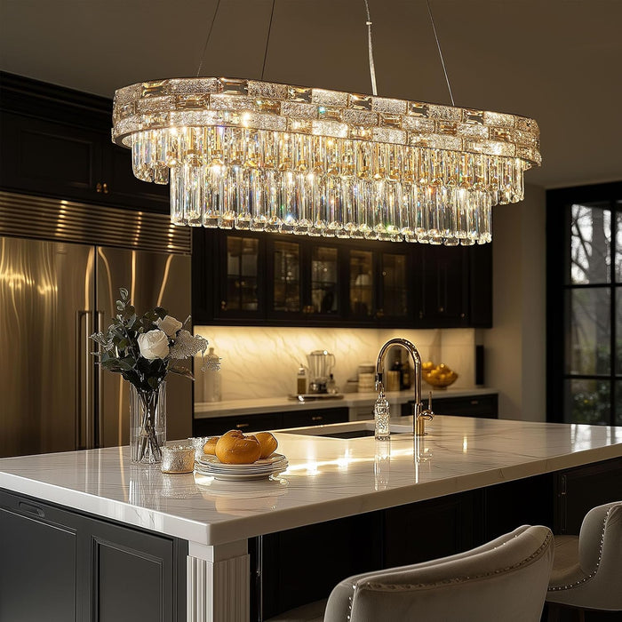 34Inch CrystalChandelier Gold TwelveLights Pendant