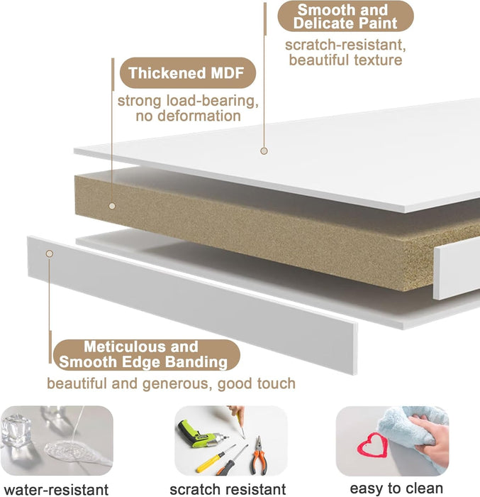 Computer Desk Study for Home Office, Modern Simple 40 Inches White Desk with Drawers, Makeup Vanity Console Table