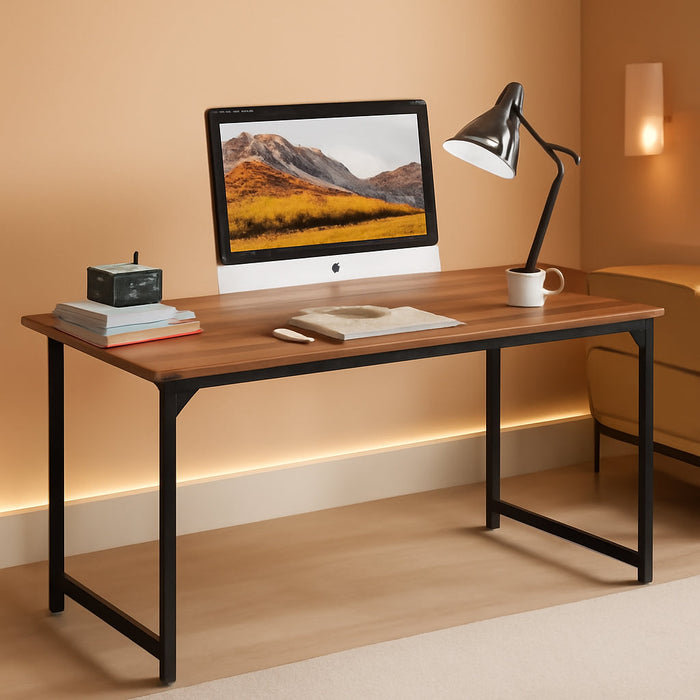 Computer Desk,47.2 Inches Home Office Desk Writing Study Table Modern Simple Style PC Desk with Metal Frame，Brown