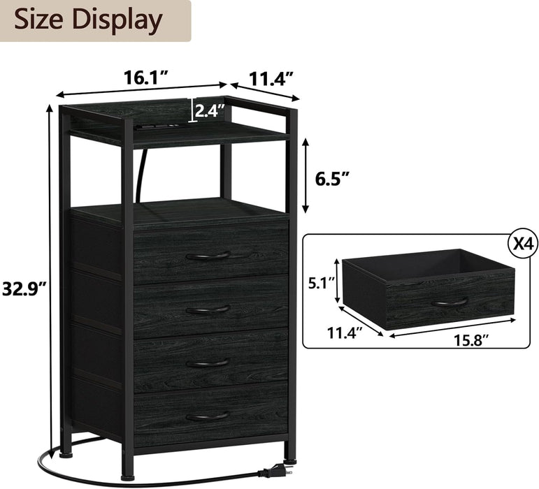 Black Nightstand with LED Lights