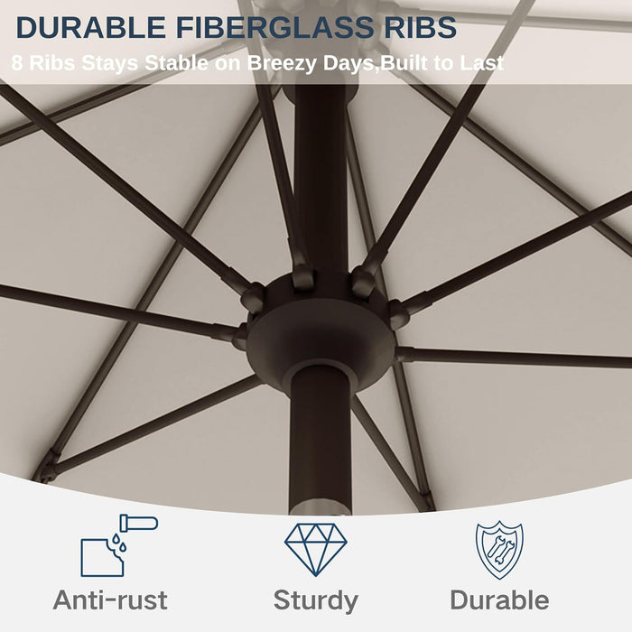 11FT Patio Umbrella, Outdoor Umbrella with with 8 Sturdy Fiberglass Ribs,Market Table Umbrella with Push Button Tilt and Crank,Suit for Backyard,Garden,Pool,Deck(Creamy-White)