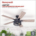 Ceiling Fans Carnegie Industrial 52 Inch Ceiling Fan with Light, Remote Control Fan, LED Indoor Fan with 5 Blades, Gray Pine and Brown Chestnut Blade Finish Options, Matte Black (50614-01)
