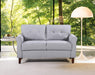 Modern Linen Loveseat Light-Gray Piped Tapered Legs