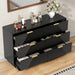 47.24" Wide Dresser for Bedroom, 6 Drawer Black Dresser with Fluted Design & Gold Metal Handle, Chest of Drawers Dressers with Sturdy Base, Wood Dressers for Bedroom, Living Room, Hallway
