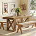 63-Inch Dining Table for 4-6 People, Farmhouse Thick Appearance Design, Rectangle Kitchen Dinner Table for Home, Rustic Yellowish Brown