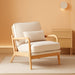 Beige Mid Century Upholstered Armchair Lumbar Pillow