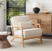Beige Mid Century Upholstered Armchair Lumbar Pillow