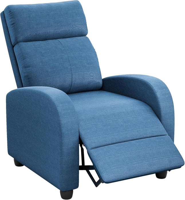 Recliner Chair, Recliner Sofa for Adults, Recliners Home Theater Seating with Lumbar Support, Reclining Sofa Chair for Living Room (Fabric, Blue)