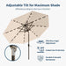 10FT Solar Umbrella 32 LED Lighted Patio Umbrella Table Market Umbrella W/Tilt and Crank, Uv-Resistant Outdoor Umbrella for Pool, Garden, Deck, Beige