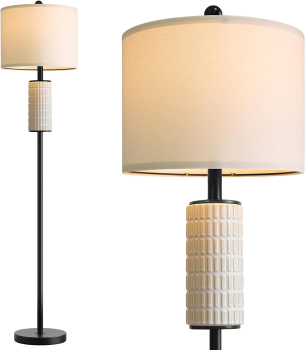 Ceramic Floor Lamps for Living Room, 64" Modern Standing Lamps for Bedroom, Farmhouse Tall Floor Lamps for Living Room Dinning Reading Home Office, Nursery, Rotary Switch, Matte Black