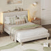 Full Bed Frame with Adjustable Headboard & LED, Upholstered, Beige