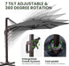 9' X 12' Cantilever Patio Umbrella Rectangular Outdoor Large Offset Umbrellas with 7 Tilts Adjustable 360°Rotation for Deck Pool Garden Backyard, Grey