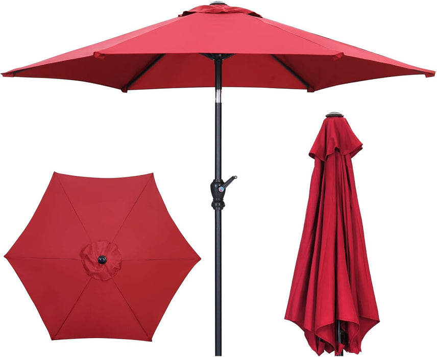 7.5Ft Patio Umbrella, Outdoor Umbrella Aluminum Market Table Umbrellas with Tilt, Crank and Sturdy Ribs for Lawn, Garden, Backyard and Pool