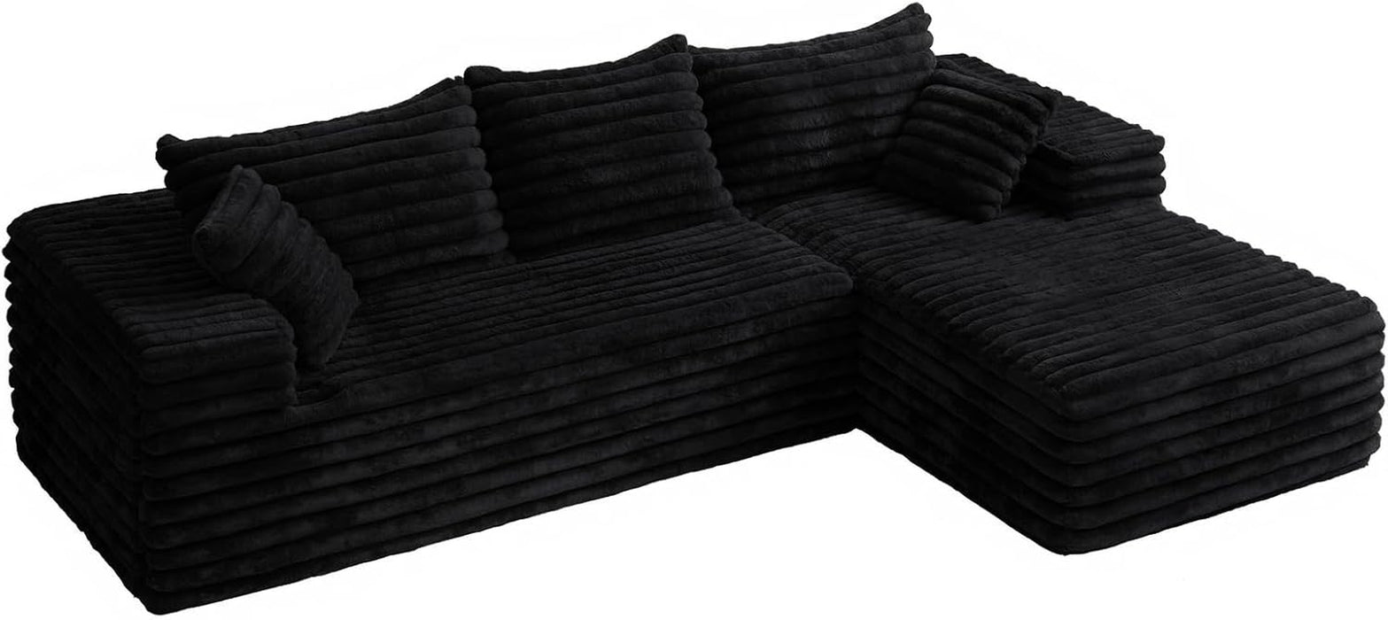 103Inch LShaped Modular Sectional Sofa EbonyVelvet