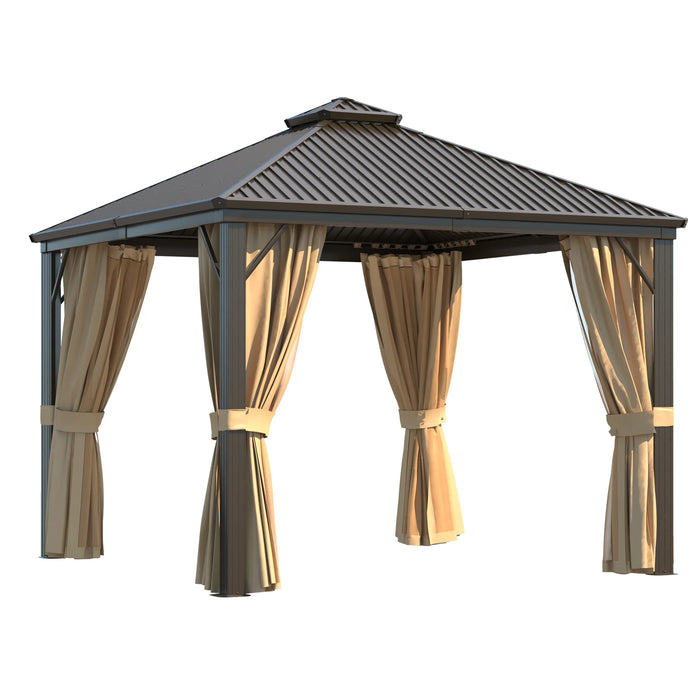 Erommy 10' X 10' Hardtop Gazebo,Outdoor Gazebo with Aluminum Frame,Galvanized Steel Double Roof