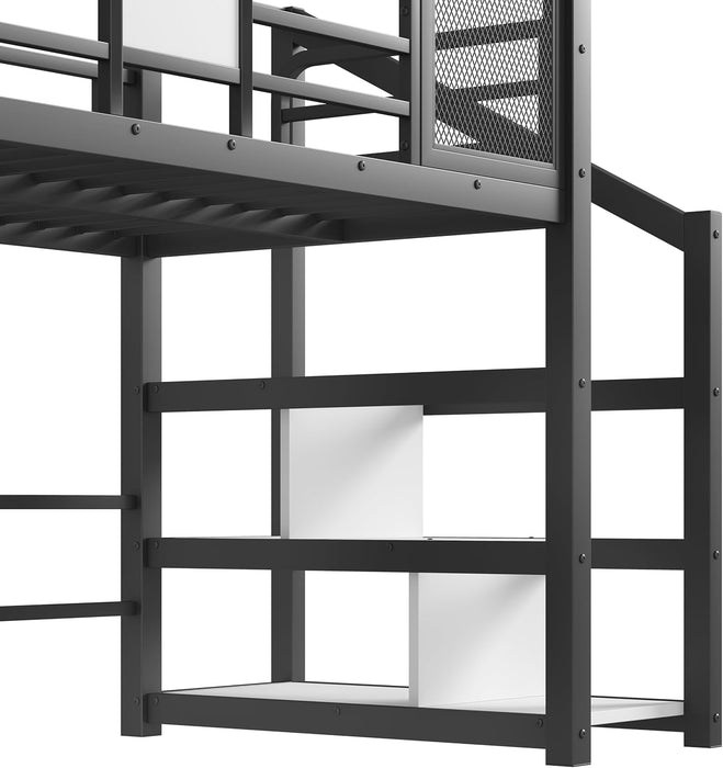 Twin Size UltraIndustrial LoftBed With Slide Storage