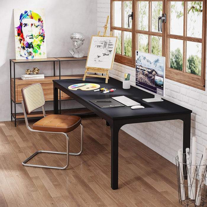 2-Person Home Office Desk, 78.7" Extra Long Computer Desk, Double Workstation for Home Office, Work Desk for Two People (Black)