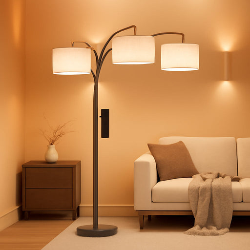 27W Floor Lamps for Living Room - Super Bright Dimmable Tree Floor Lamp, Modern Standing Lamp with Remote & Touch Control, 3 Lights Tall Lamp for Living Room Corner, Bedroom, Office