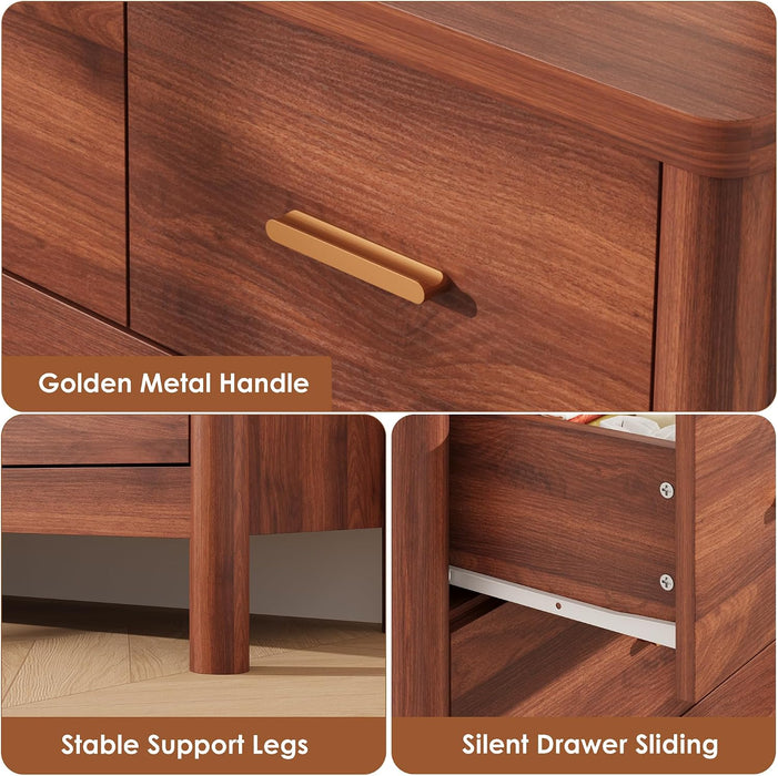7 Drawer Dresser, Modern Wooden Storage Chest of Drawers, Walnut