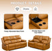 Manual Leather Recliner Sofa Set for Living Room Furniture Set,Leather Recliner Couch Set for Home/Office,Leather Couch Set for 3-Pieces(Sofa+Loveseat+Chair) Ginger, Sofa+Lovsesat+Chair