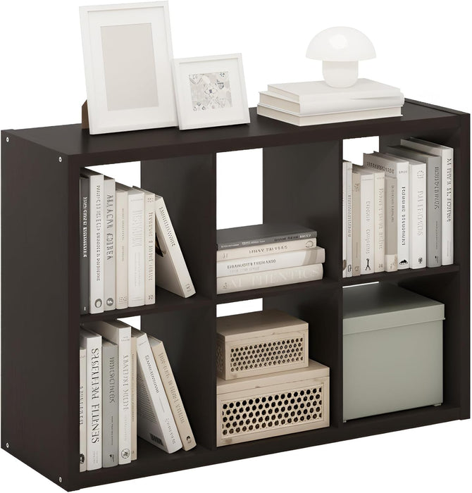 SixCube Reversible Bookcase With Black Oak Finishes