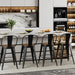 24 Inch Bar Stools Set of 4, Industrial Counter Height Barstools High Back Metal Bar Stools with Large Wood Seat Bar Chairs for Kitchen Island (24 Inch, Black)