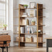 Five Tiered Bookshelf Metal Frame Beige Oakwoodfinish