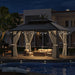 10'X12' Gazebo Hardtop Gazebo, Aluminum Frame Pergola with Double Galvanized Steel Roof, Permanent Outdoor Metal Canopy with Curtain & Netting for Patio, Backyard, Deck, Dark Grey