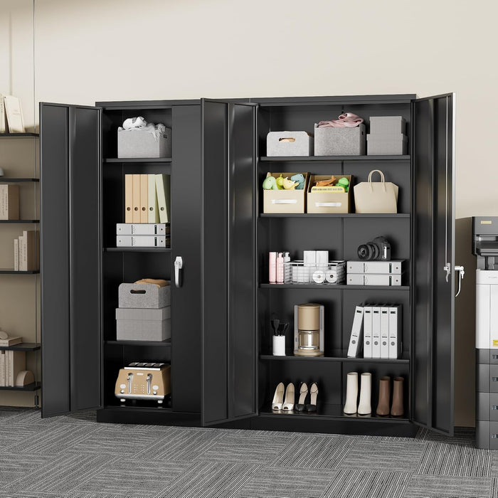 SeventyTwoInch Black Stainless Steel Locking Storage Cabinet