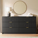 55" Wide Fluted 6-Drawer Double Dresser for Bedroom, Black