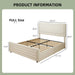 Full Size Bed Frame, Upholstered Platform Bed with Velvet Headboard and Footboard, Mattress Foundation with Wooden Slats, No Box Spring Required, Easy Assembly, Beige