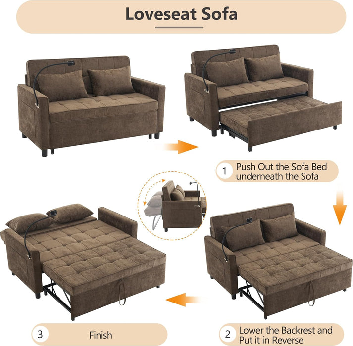 PremiumGradeUltra Chenille Sleeper Sofa With USB Ports