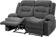 Loveseat Recliner Sofa, Manual Reclining Couch with Heating and Massage, Soft Corduroy Recliner Sofa with USB Ports, Cup Holders and Side Storage Bags, Dual Loveseat Chair for Living Room, Grey