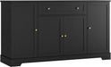 54Inch Black Contemporary Buffet Cabinet With Drawers