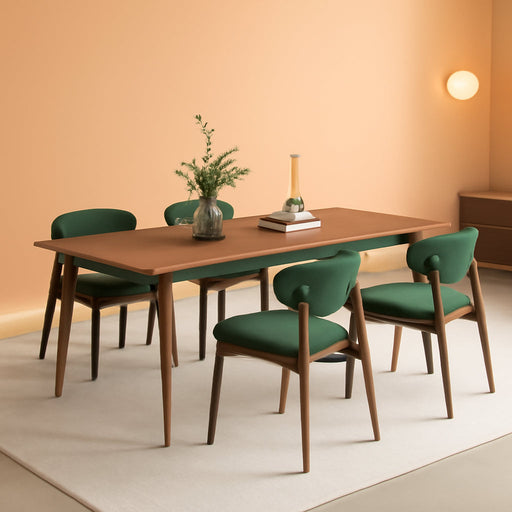 Dining Chairs Set of 4, Upholstered Dining Room Chairs with Metal Legs and anti Slip Pads, Curved Back Kitchen Chair for Home and Restaurant Use, Green